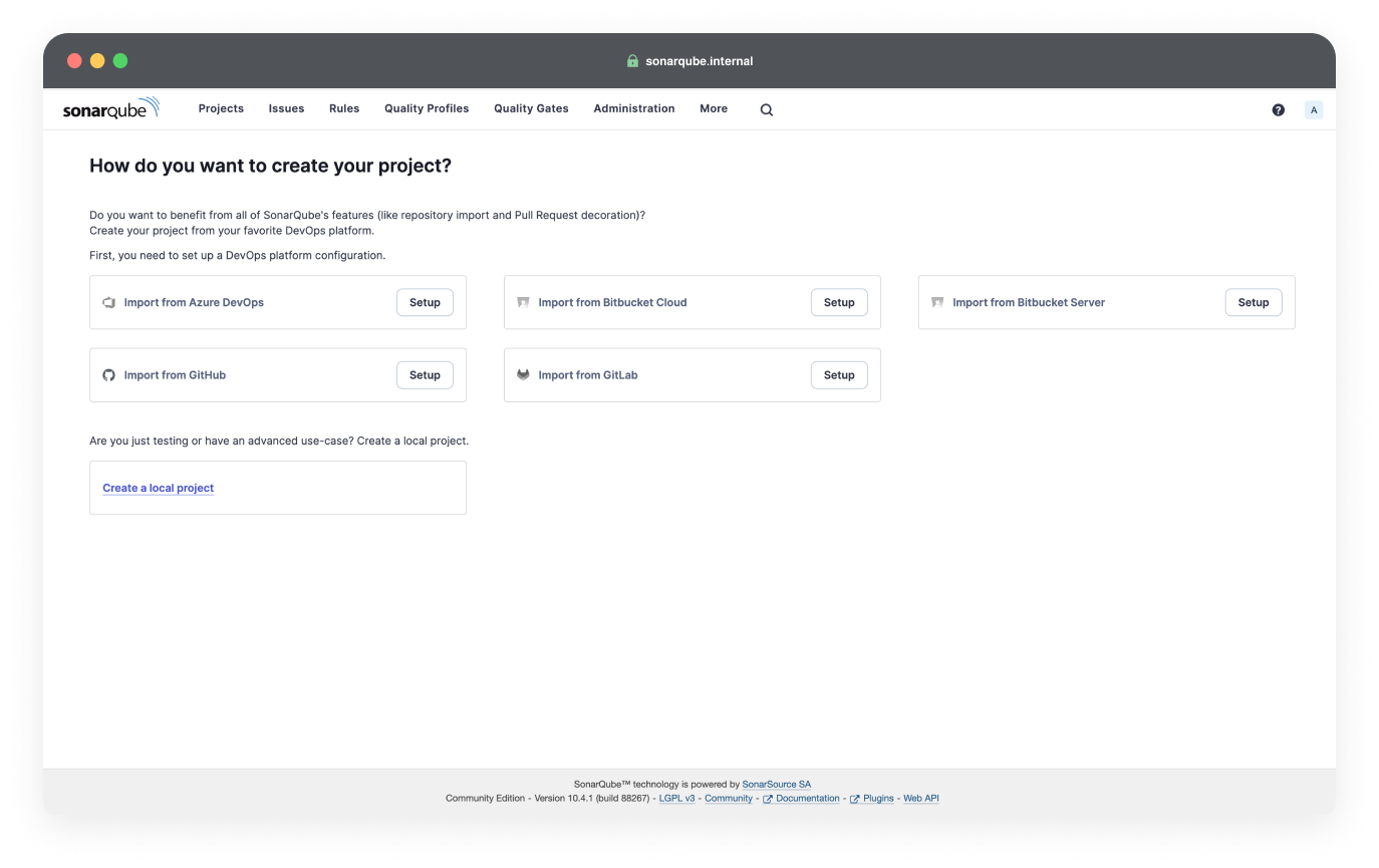 sonarqube dashboard page